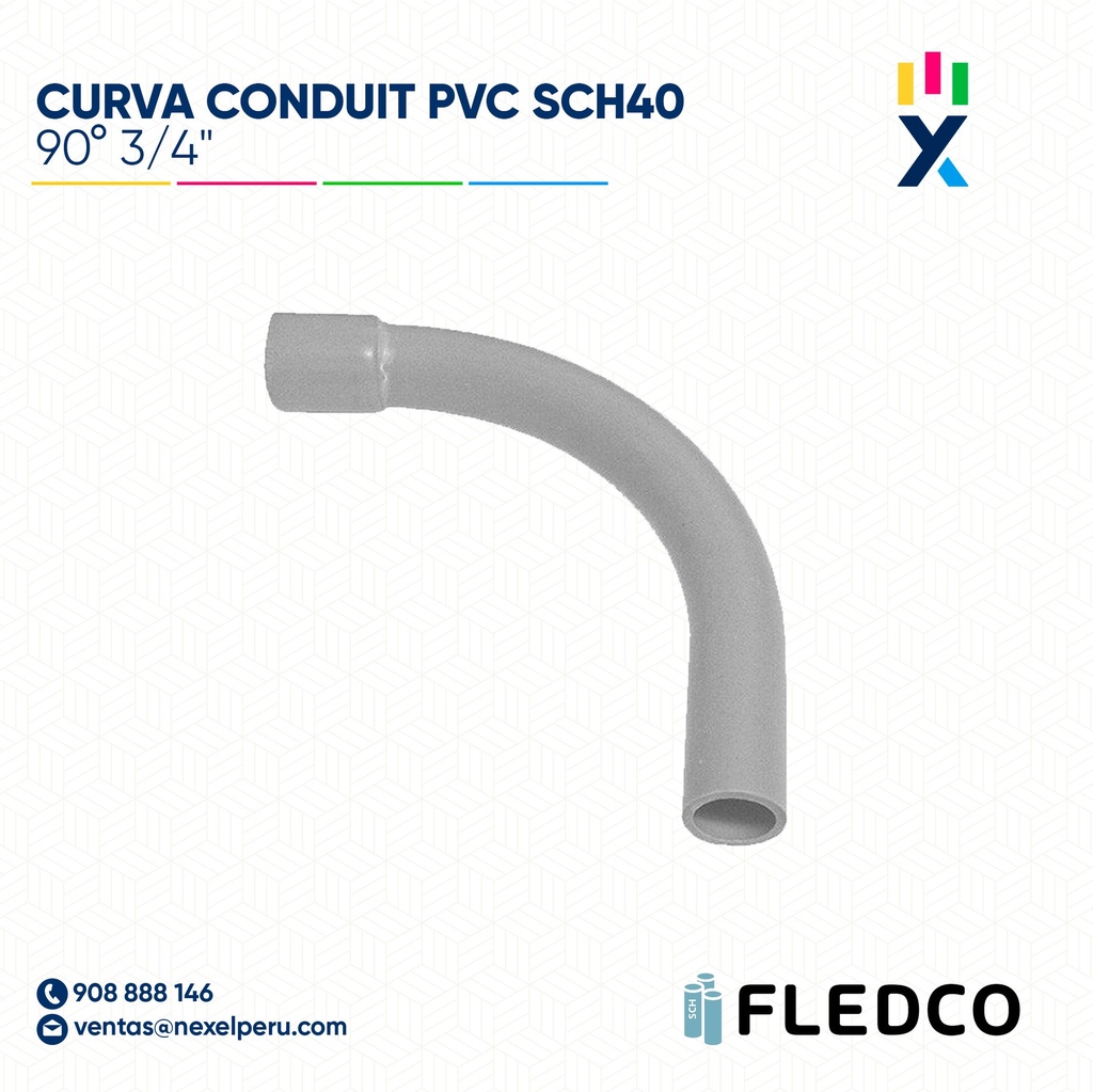 CURVA CONDUIT PVC 90° SCH40 3/4" XTR. BELL FLEDCO