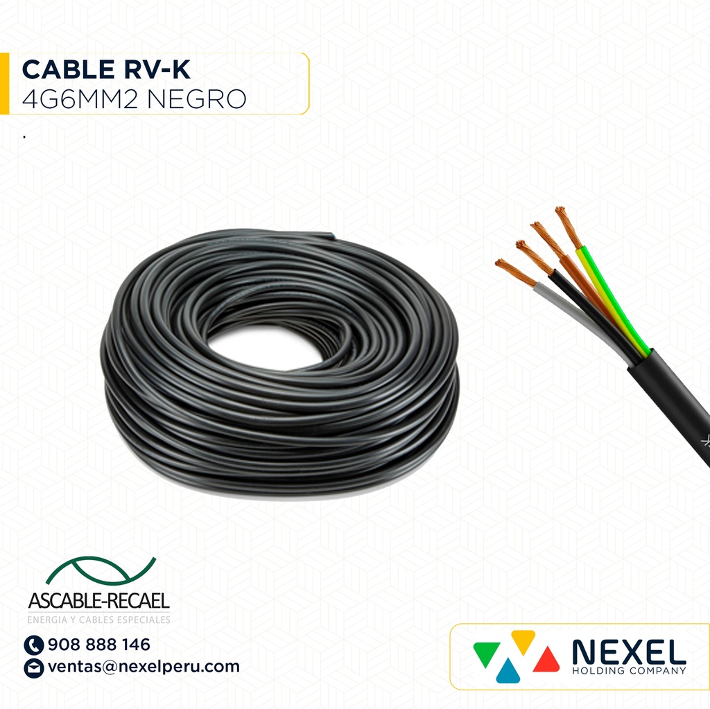 CABLE RV-K 0,6/1KV 4G6MM2 NEGRO ASCABLE