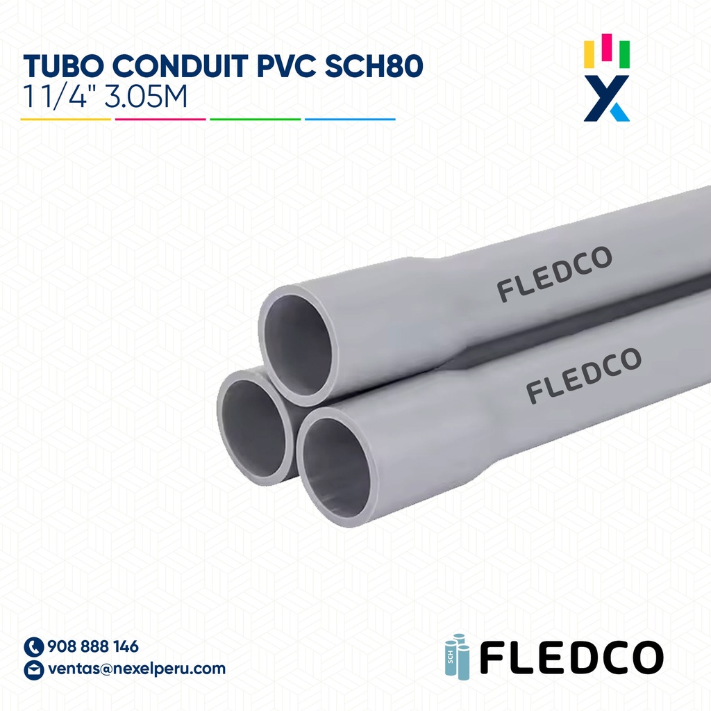 TUBO CONDUIT PVC SCH80 11/4" 3.05M CC 3227 FLEDCO