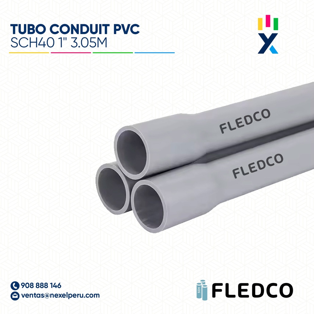 TUBO CONDUIT PVC SCH40 1" 3.05M CC 3213 FLEDCO