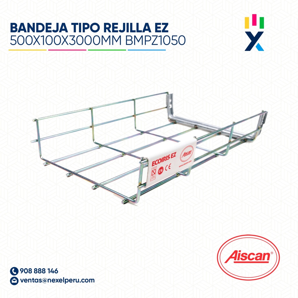 BANDEJA PORTACABLE TIPO REJILLA EZ 500X100X3000MM BMPZ1050 CUBZ-G (X3) AISCAN