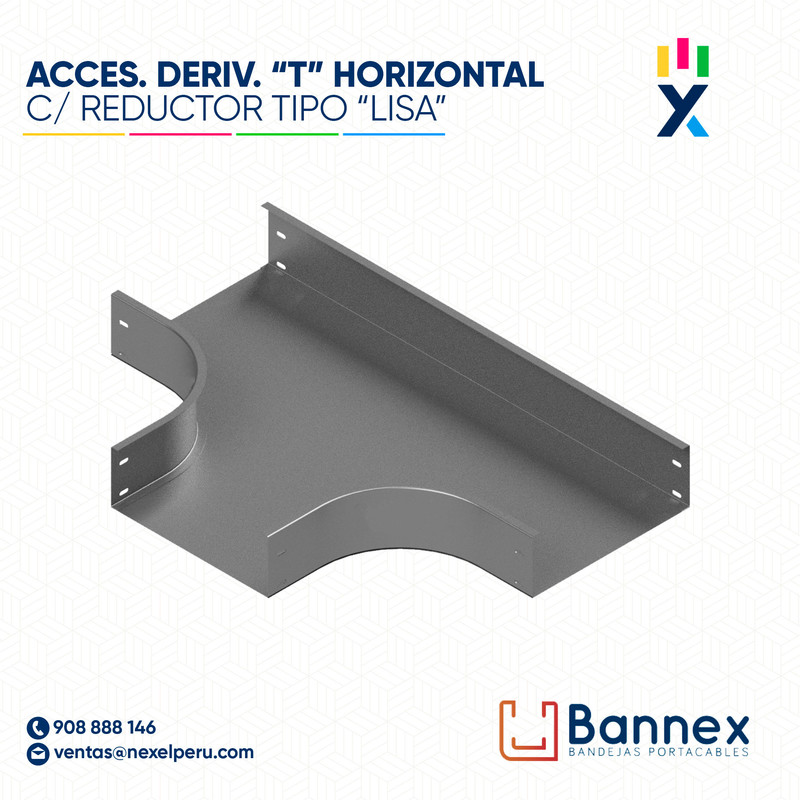 ACCES. DERIV. "T" HORIZONTAL C/ REDUCTOR  TIPO "LISA" 450x60MM 1.5MM C/TAPA INC. UNION BANNEX