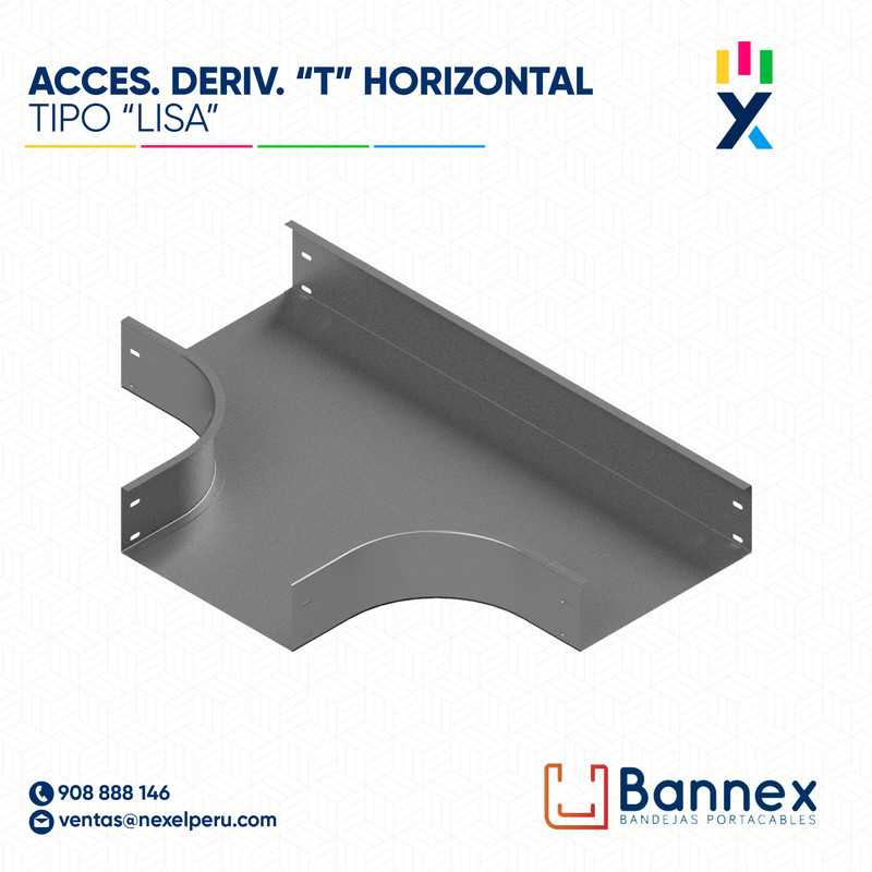 ACCES. DERIV. "T" HORIZONTAL  TIPO "LISA" 250x100MM 2MM S/TAPA INC. UNION BANNEX