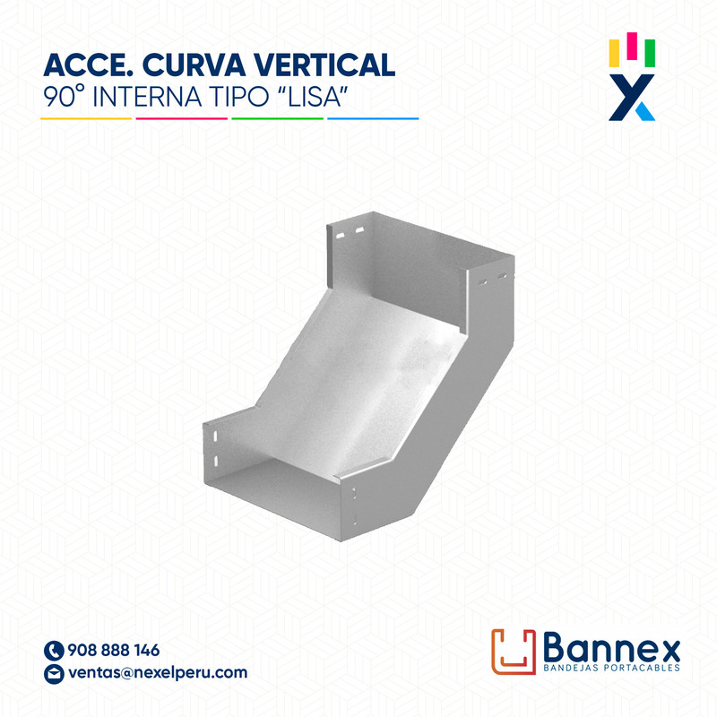 CURVA VERTICAL INTERNA 90° GALV. TIPO "LISA" 200x100MM 1.5MM C/TAPA INC. UNION BANNEX