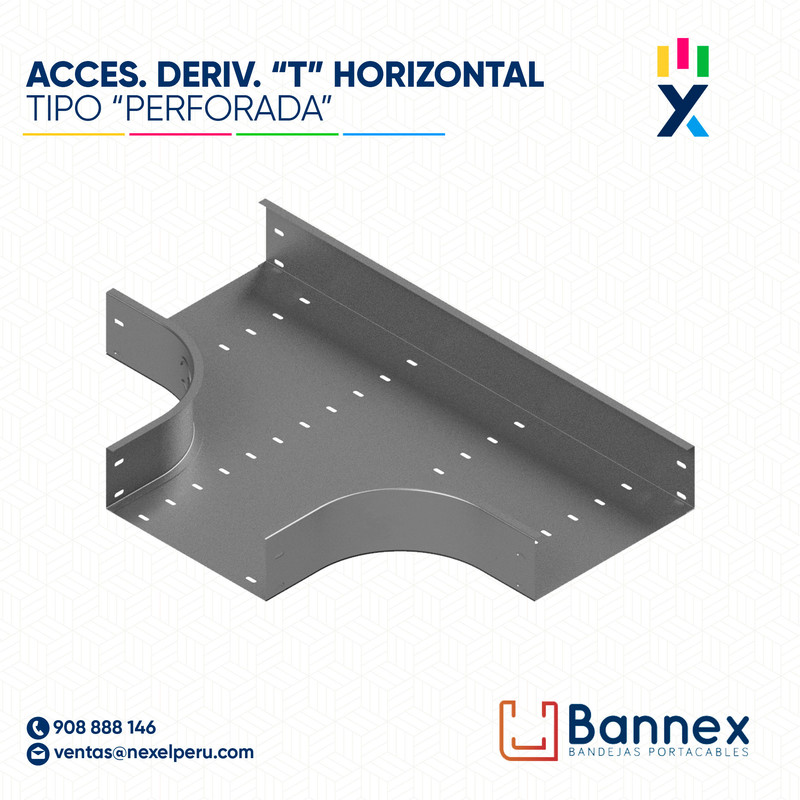 ACCES. DERIV. "T" HORIZONTAL  TIPO "PERFORADA" 500x100MM 1.5MM S/TAPA INC. UNION BANNEX