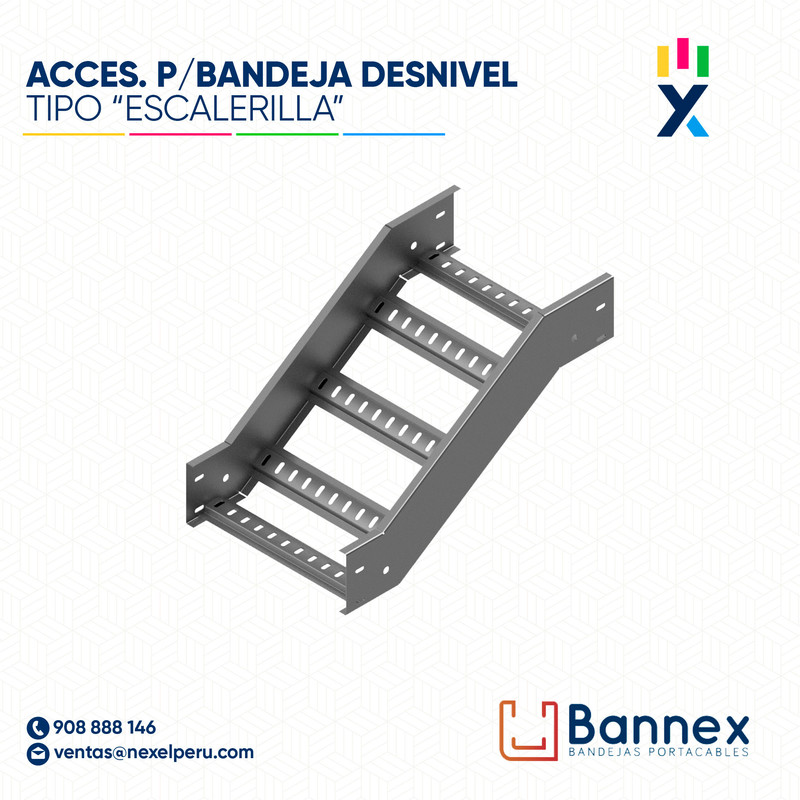 ACCES. "DESNIVEL"  TIPO "ESCALERILLA" 450x60MM 1.2MM C/TAPA INC. UNION BANNEX
