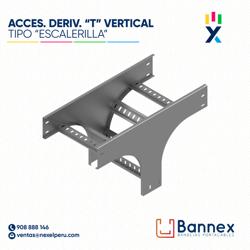 ACCES. DERIV. "T" VERTICAL  TIPO "ESCALERILLA" 400x60MM 1.2MM C/TAPA INC. UNION BANNEX