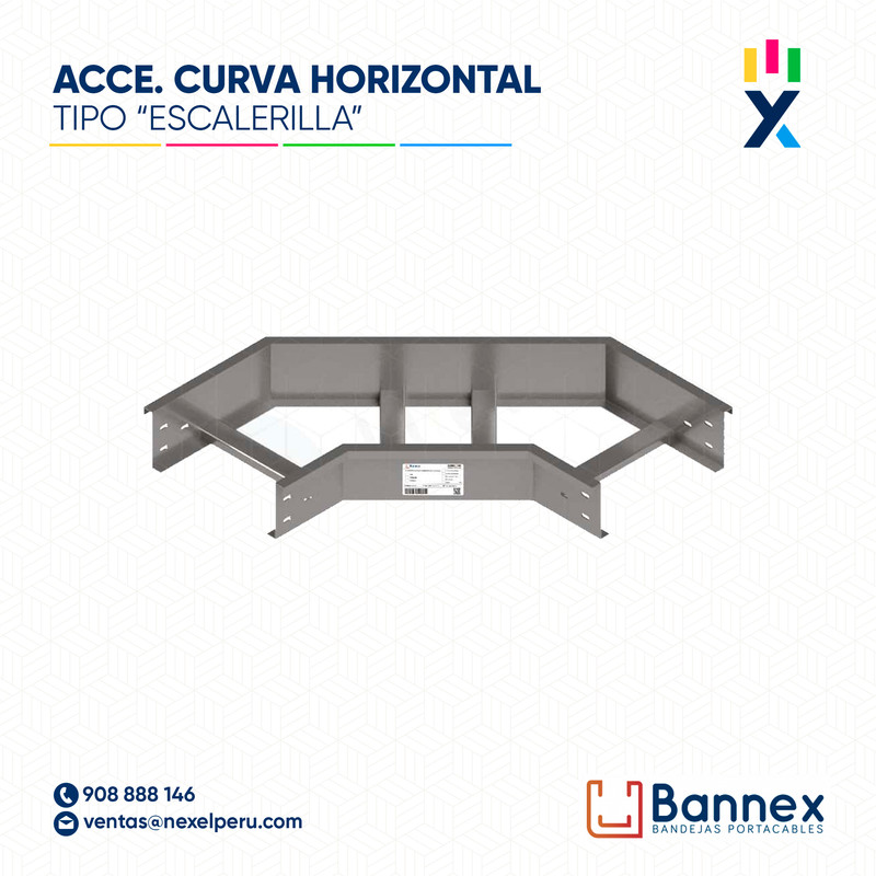 CURVA HORIZONTAL 90° GALV. TIPO "ESCALERILLA" 100x100MM 2MM C/TAPA INC. UNION BANNEX