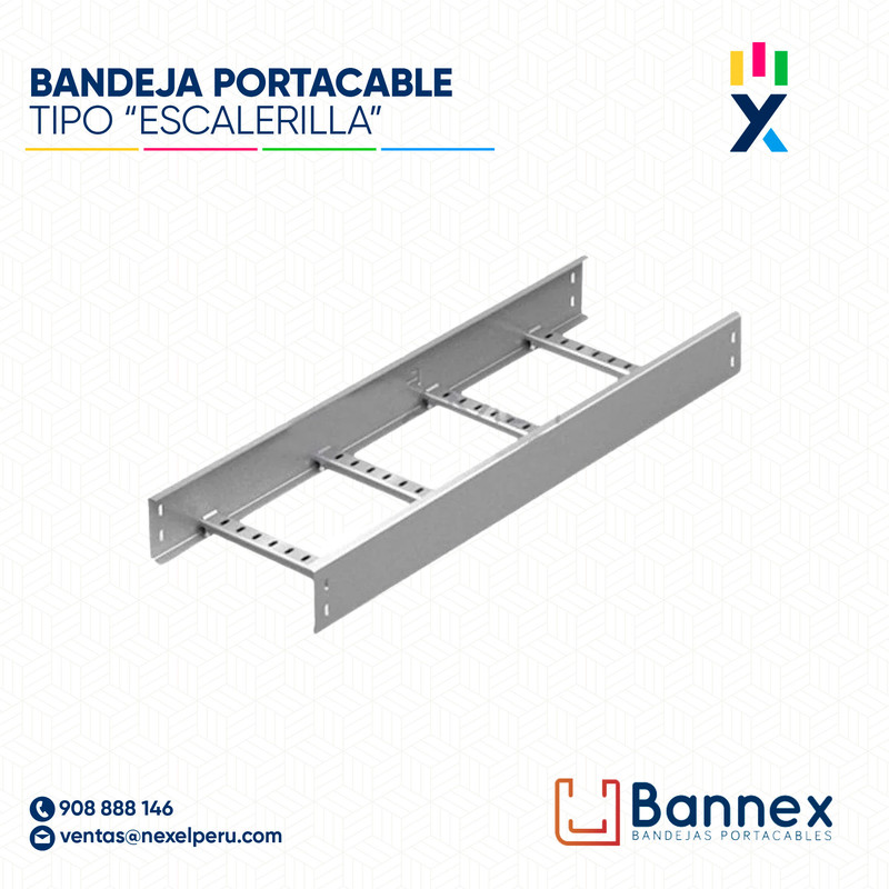 BANDEJA MET. GALV. PORTACABLE TIPO "ESCALERILLA" 250x60x2400MM 2MM S/TAPA INC. UNION BANNEX
