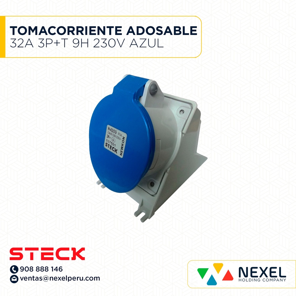 TOMACORRIENTE ADOSABLE 32A 3P+T 9H 230V AZUL IP44 / N-4209 STECK