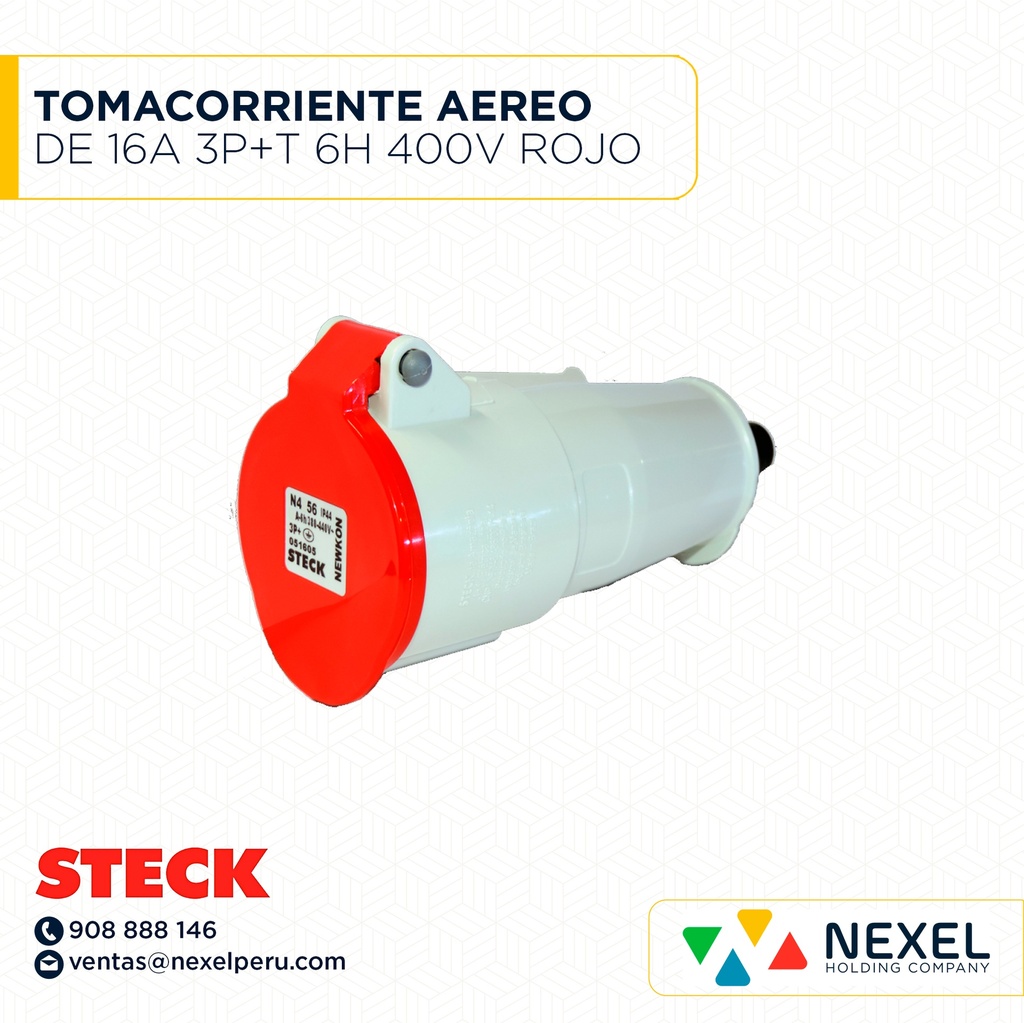 TOMACORRIENTE AEREO DE 16A 3P+T 6H 400V ROJO IP44 / N-4056 STECK