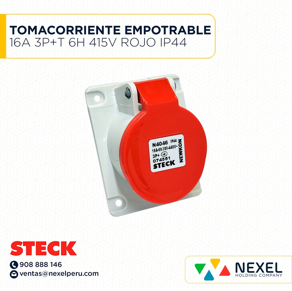 TOMACORRIENTE EMPOTRABLE 16A 3P+T 6H 415V ROJO IP44 / N-4046 STECK