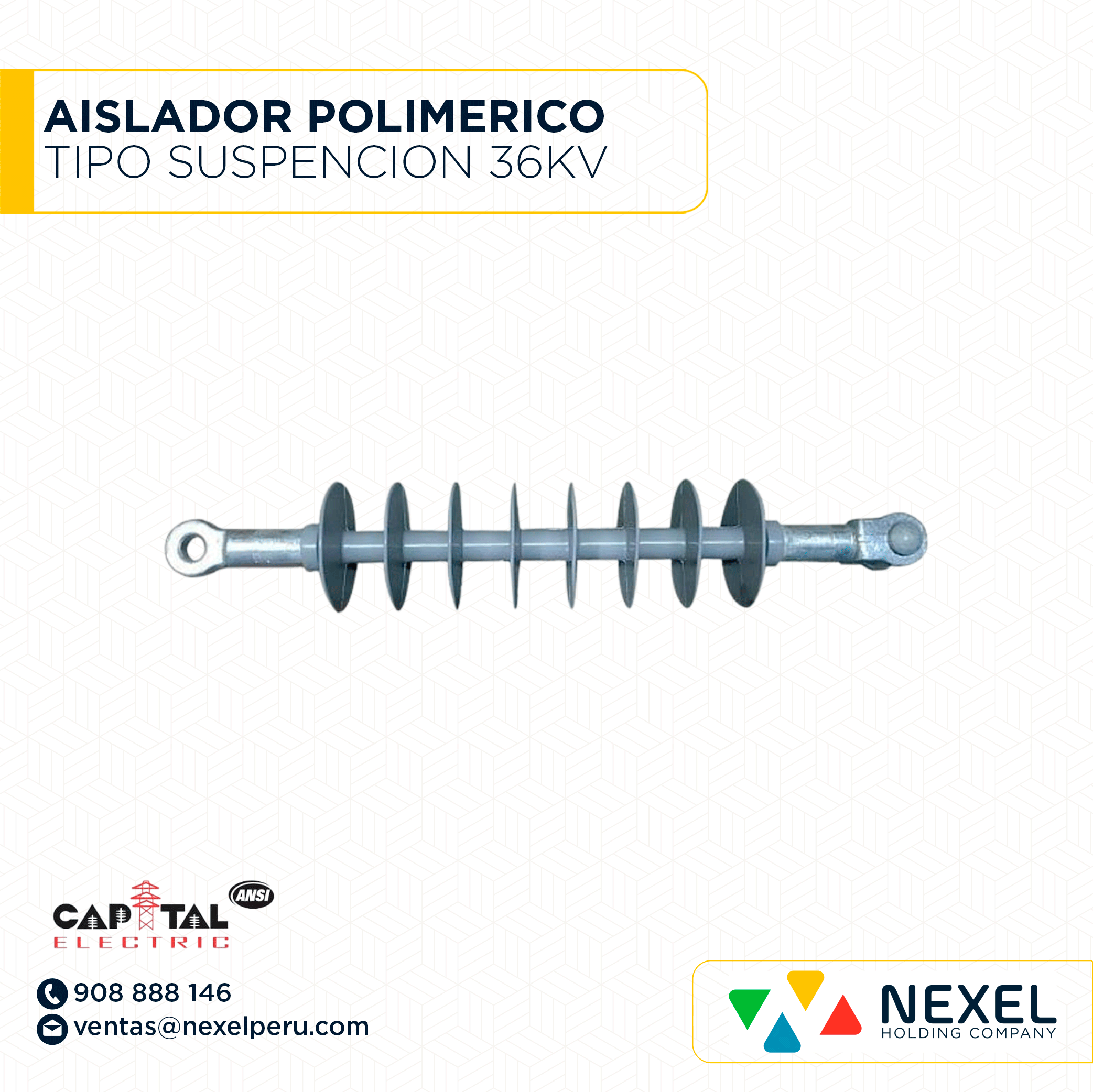 AISLADOR POLIMERICO TIPO SUSPENSION 36KV CAPITAL ELECTRIT