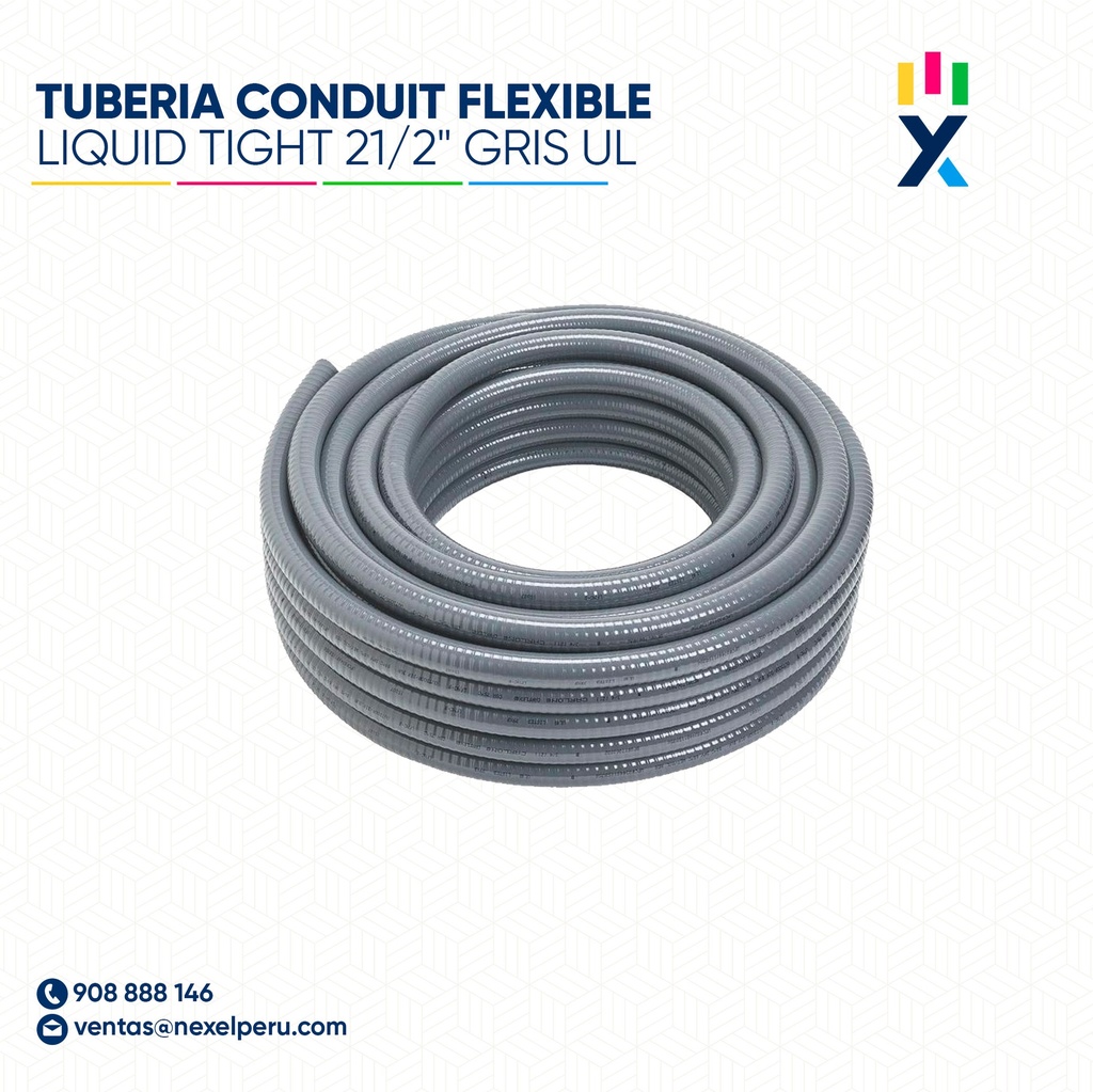 TUBERIA CONDUIT FLEXIBLE LIQUID TIGHT 21/2" GRIS UL STANDARD