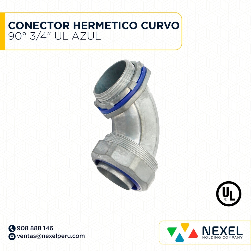 CONECTOR HERMETICO CURVO 90° 3/4" UL AZUL STANDARD