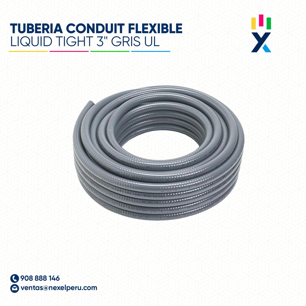 TUBERIA CONDUIT FLEXIBLE LIQUID TIGHT 3" GRIS UL STANDARD