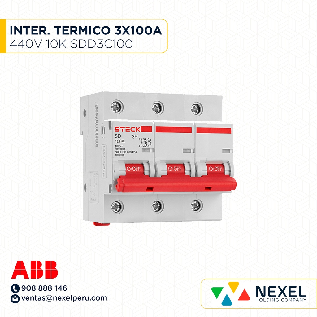 OUT-INTERR. TERMICO RIEL DIN 3X100A 10K/400V / SDD3C100 STECK