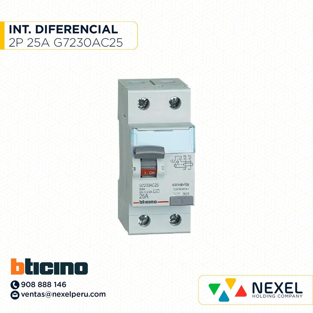 OUT-INTER. DIFERENCIAL 2P 25A G7230AC25 BTICINO