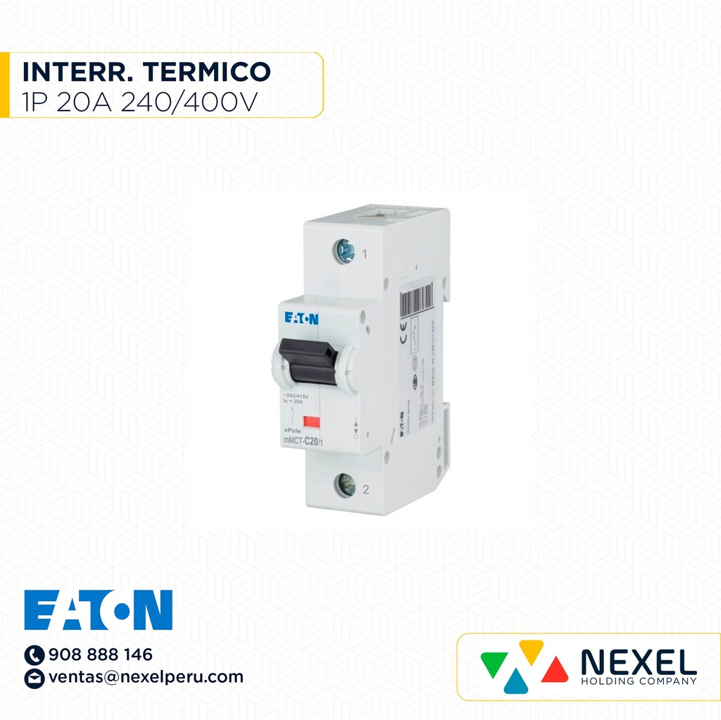 INTER. TERMICO RIEL DING 1P 20A 240/400V MMCT-C20/1 EATON