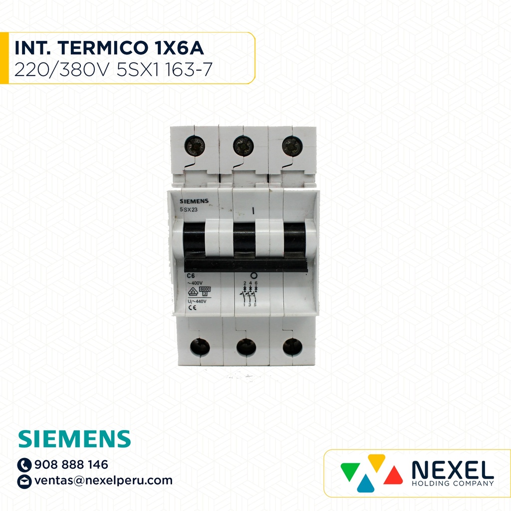 OUT-INTERR. TERMICO 1X6A 220/380V 5SX1 163-7 SIEMENS