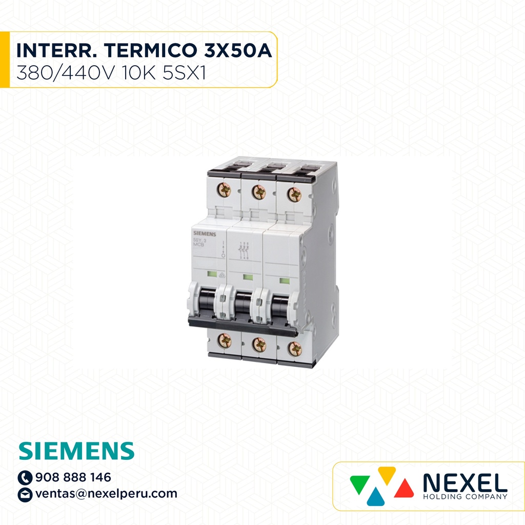 INTERR. TERMICO 3X50A 380/440V 10KA 5SX1 SIEMENS (OUTLET)