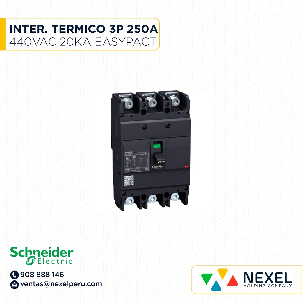 INTERRUPTOR AUT CAJA MOLD 3P FIJO 250A 20KA 440VAC EASYPACT EZC250N EZC250N3250 SCHNEIDER
