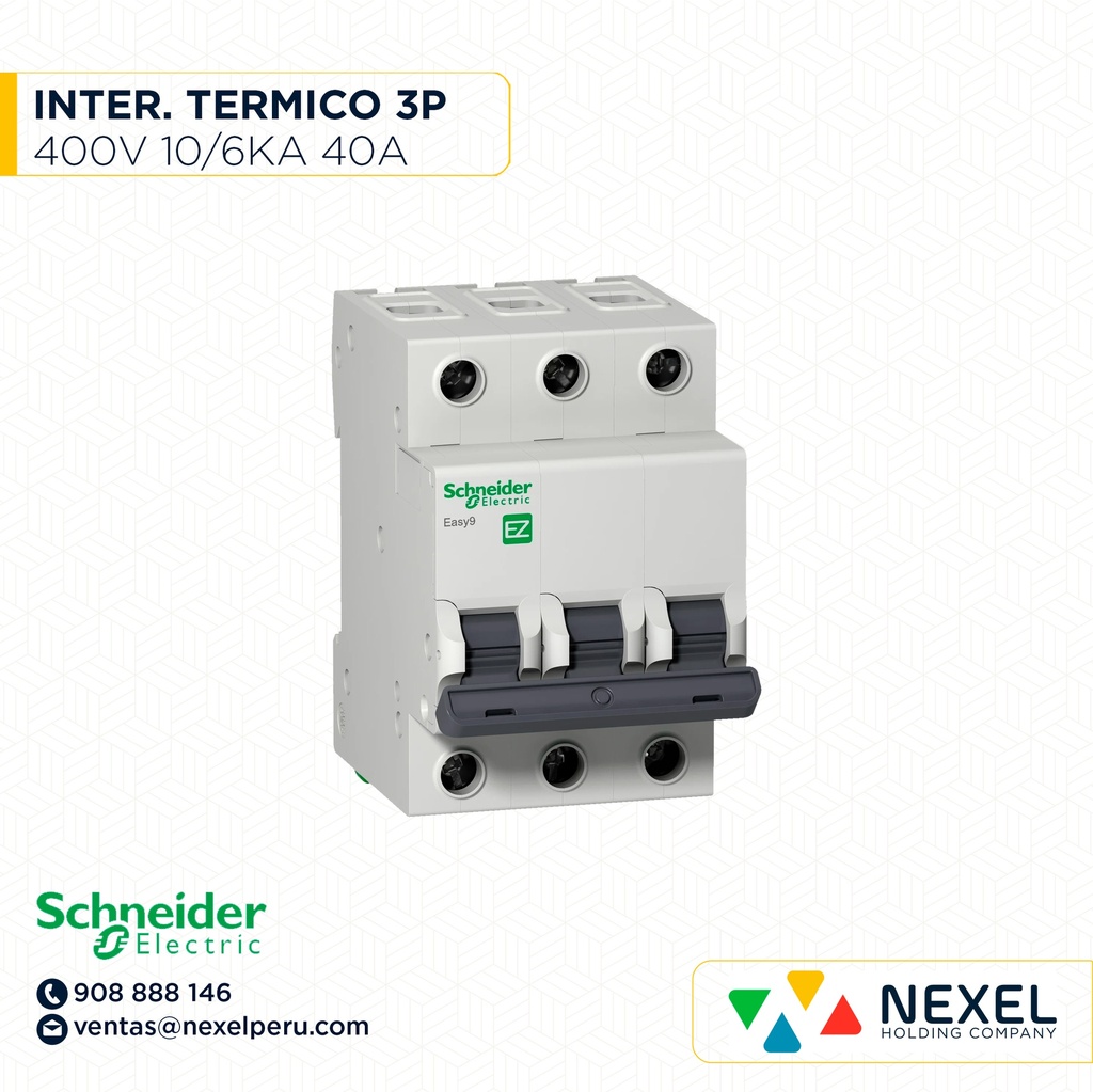 INTERRUPTOR AUT TERMOMAG P/RIEL 3P 40A 230/400VAC 10/6KA EASY9 EZ9F56340 SCHNEIDER