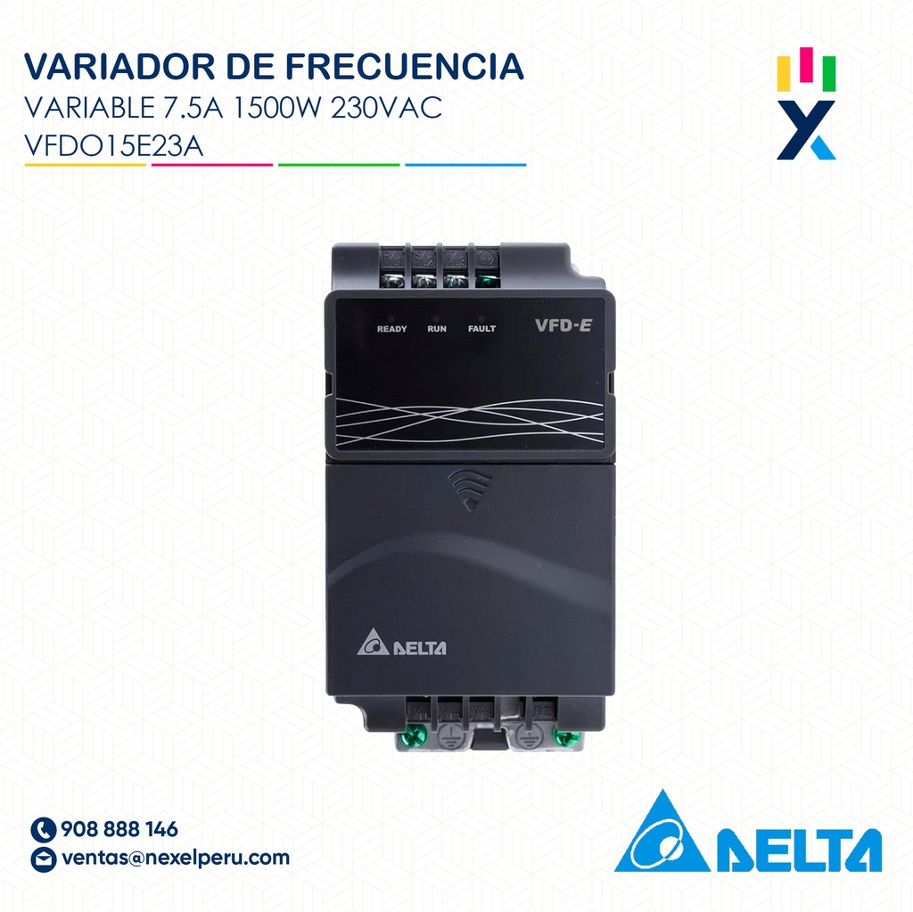 VARIADOR DE FRECUENCIA VARIABLE 7.5A 1500W 230VAC VFD015E23A DELTA (MUESTRA)