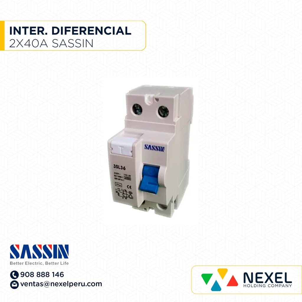 INTERRUPTOR DIFERENCIAL 2X40AMP SASSIN (MUESTRA)