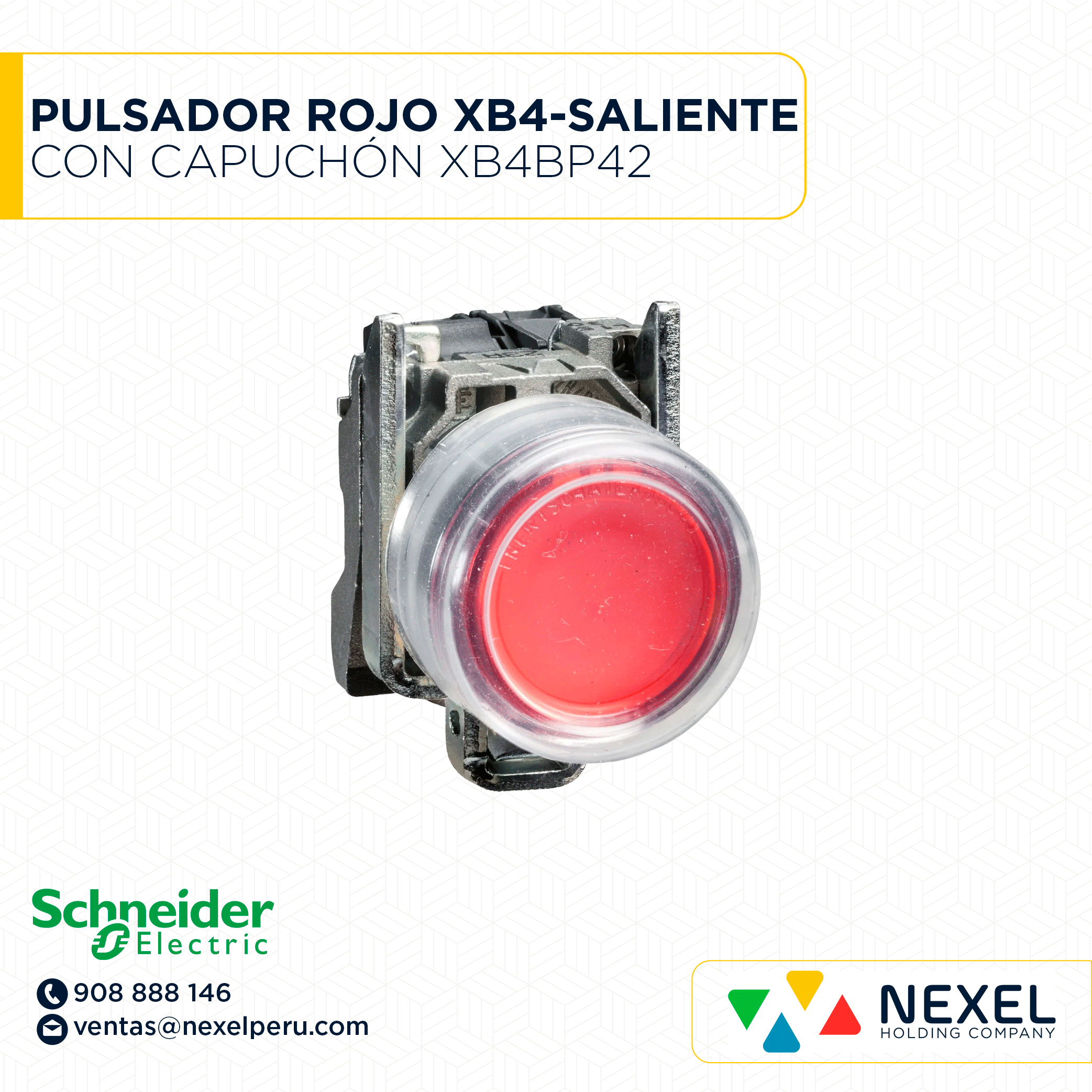 OUT- PULSADOR ROJO XB4 - SALIENTE CON CAPUCHÓN - PARADA NC - BLOCK ZBE-102 XB4BP42 SCHNEIDER