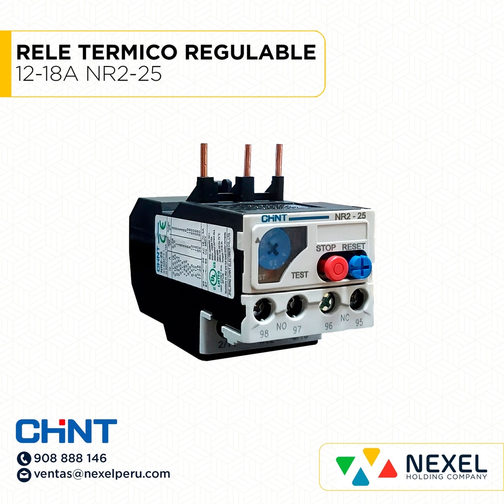 OUT-RELE TERMICO REGULABLE 12-18A NR2-25 CHINT