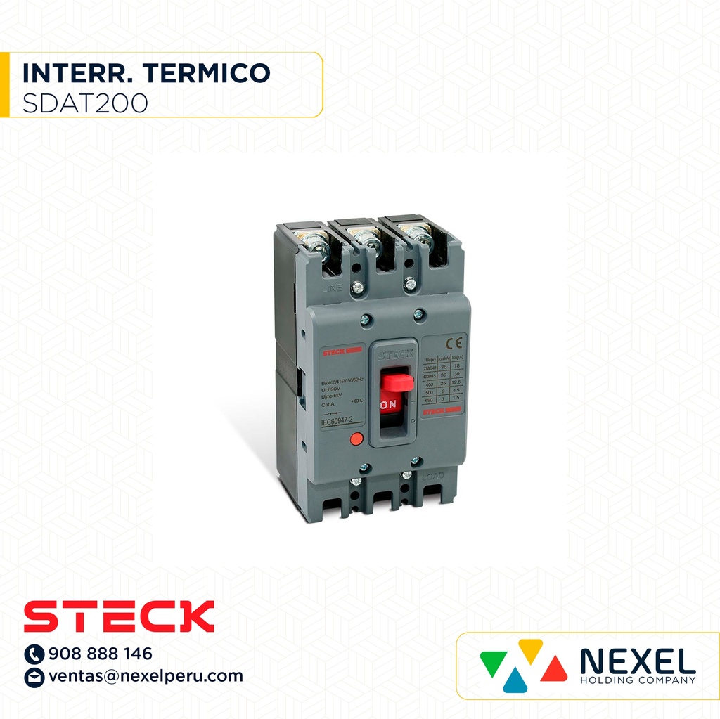 OUT-INTERRUPTOR TERMICO REGULABLE SDA 200A SDAT200 STECK