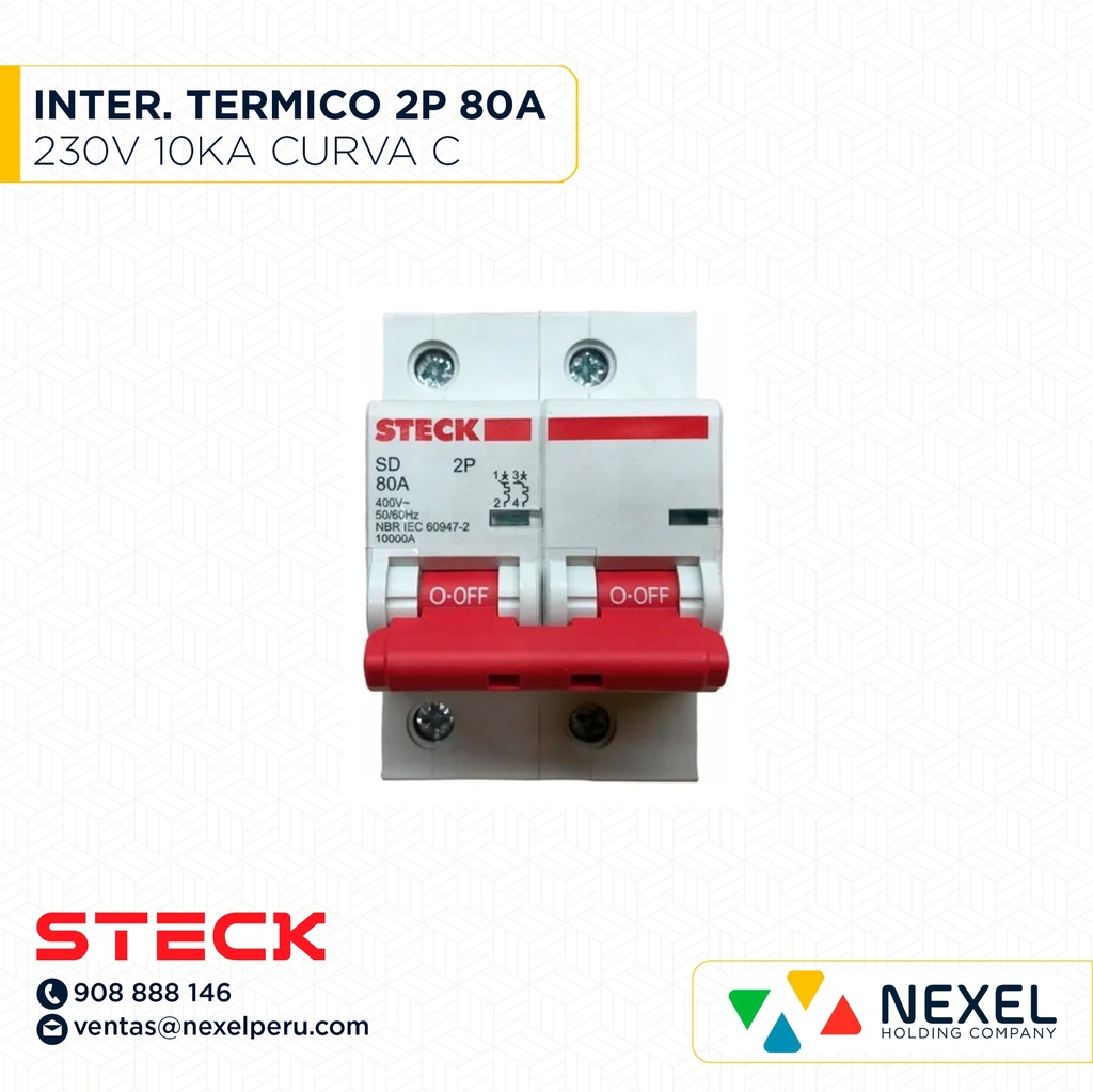 INTERRUPTOR 2P 80A C 10KA 230V SD-D2C80 STECK