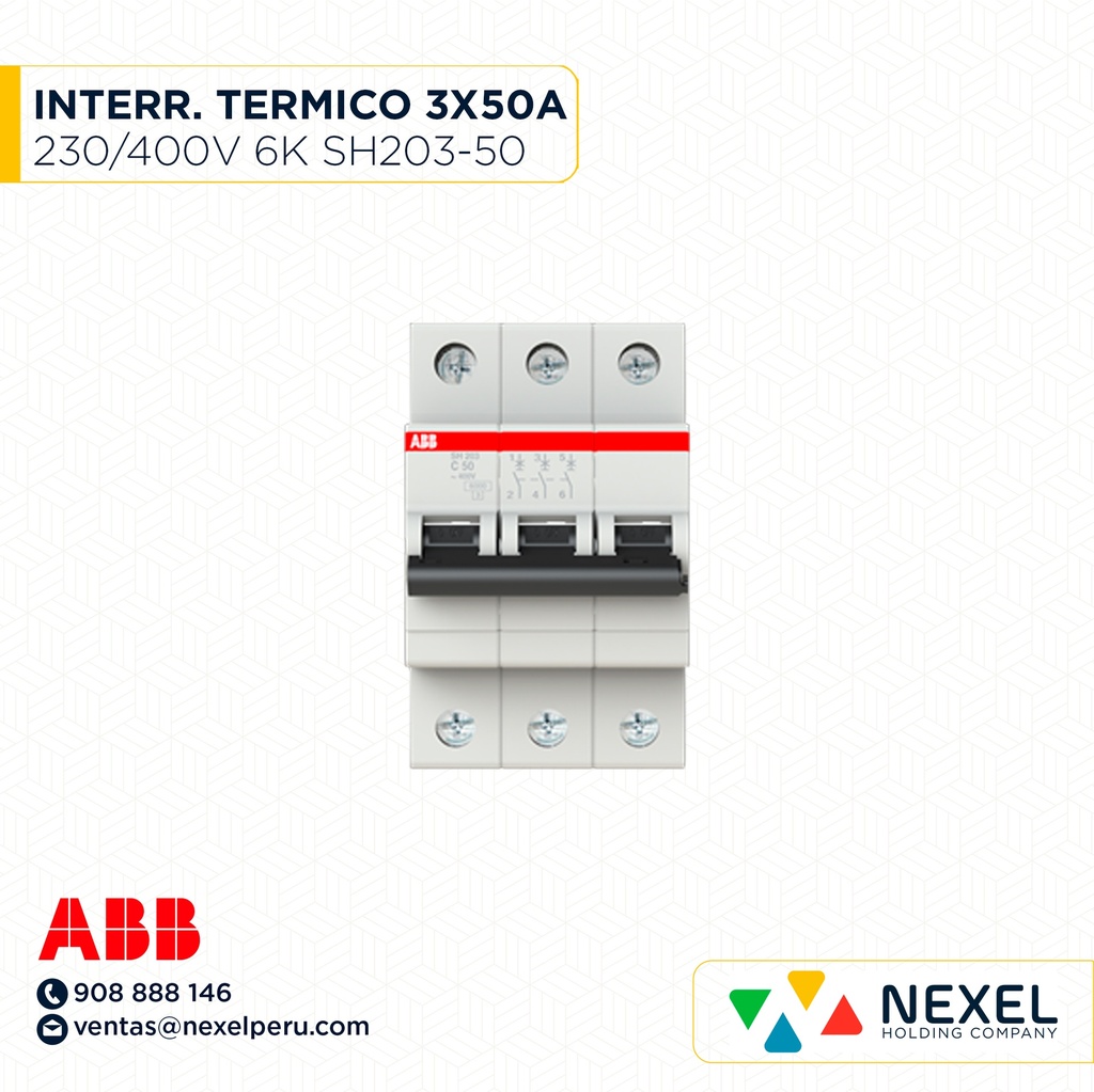 INTERR. TERMICO 3X50A 230/400V 6K SH203-C50 ABB