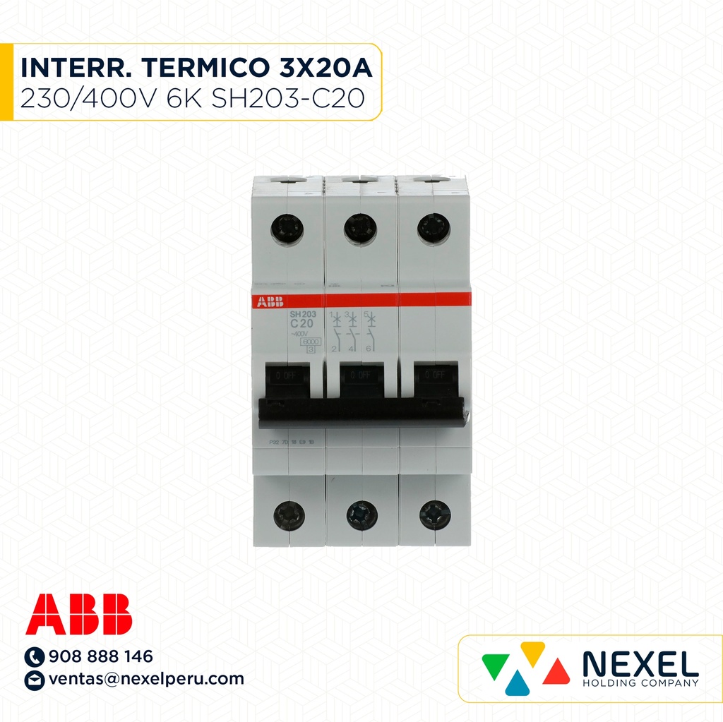 INTERR. TERMICO 3X20A 230/400V 6K SH203-C20 ABB