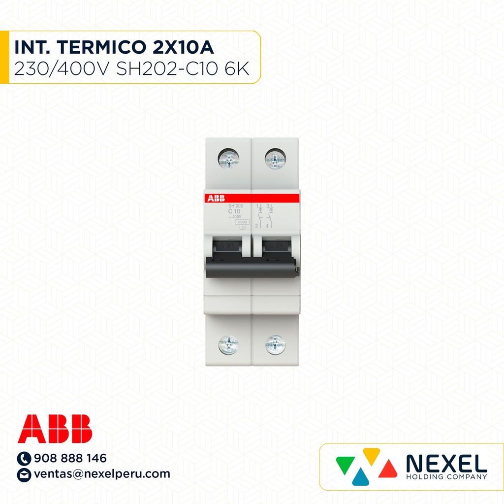 OUT- INTERR. TERMICO 2X10A 230/400V 6K SH202-C10 ABB (MODELO ANTIGUO)