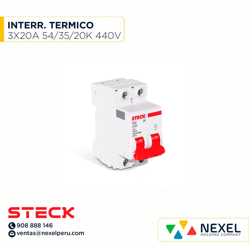 INTERRUPTOR TERMICO 3X20A. 42/35/20KA EN 220/400/440V / SD-LS20 STECK