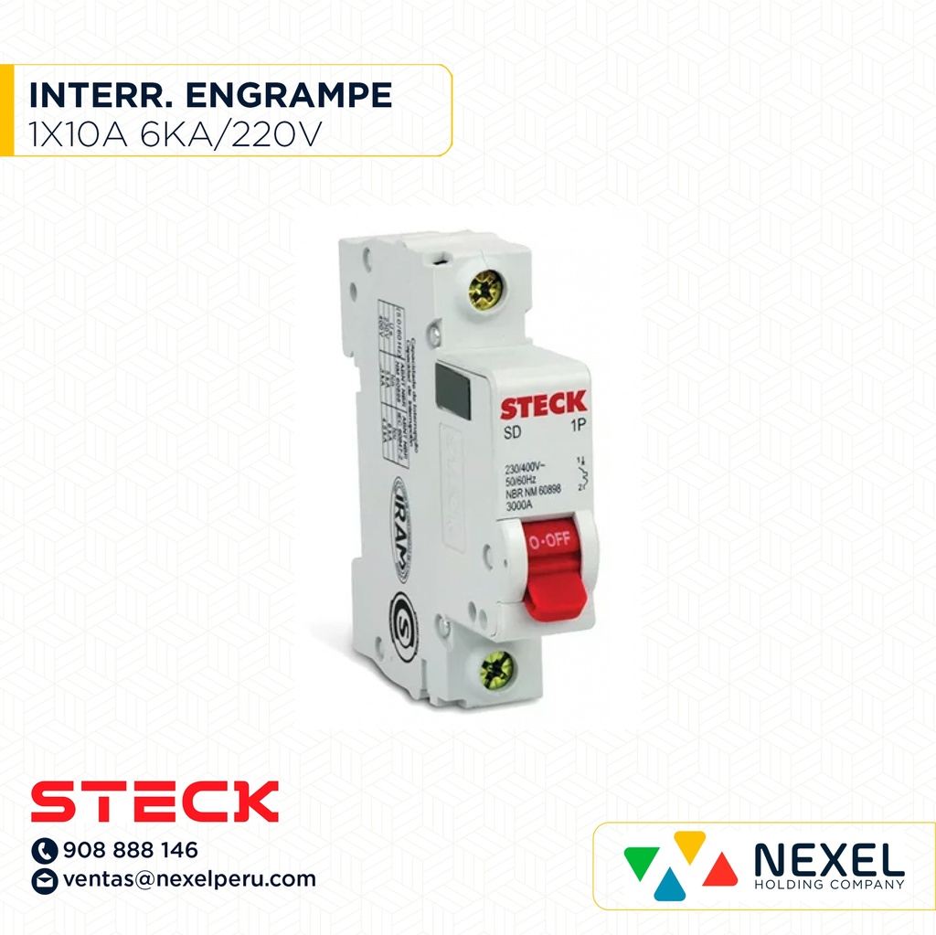 OUT- INTERRUPTOR TERMICO 1X10A. 6KA/220V RIEL / SDZ-D61C10 STECK