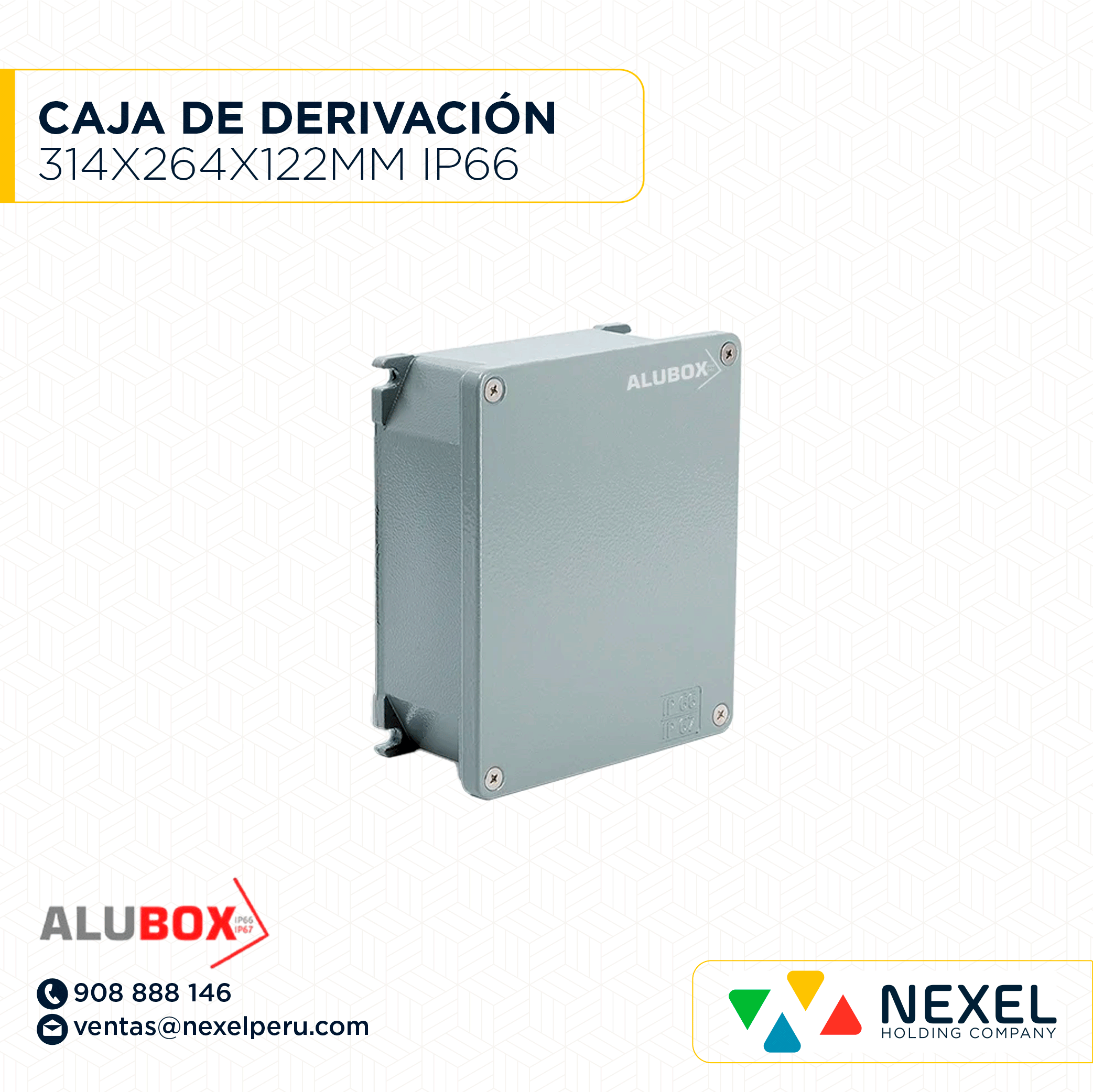 CAJA DE DERIVACIÓN DE ALUMINIO 314X264X122MM IP66 - IP67 (653.05) ALUBOX