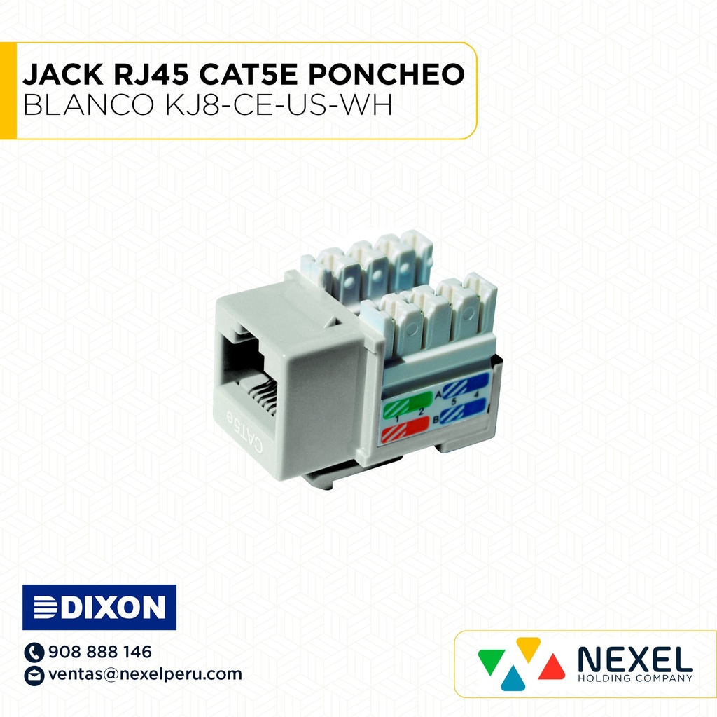 OUT- JACK RJ45 CAT5E PONCHEO BLANCO KJ8-CE-US-WH DIXON
