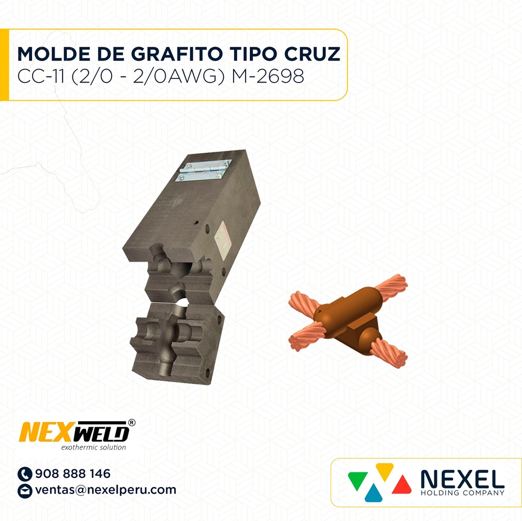 MOLDE CRUZ SOBREPUESTA CC-11 (XB) (2/0-2/0 AWG) T/ M-2698 C/ XBQ-2G2G CART. 200 NEXWELD
