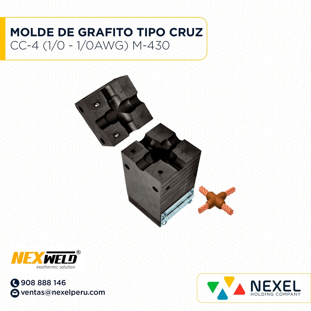 MOLDE CRUZ HORIZ. (CC-4) (1/0-1/0AWG) T/ M-430 C/ XAC-2C2C CART. 90 NEXWELD