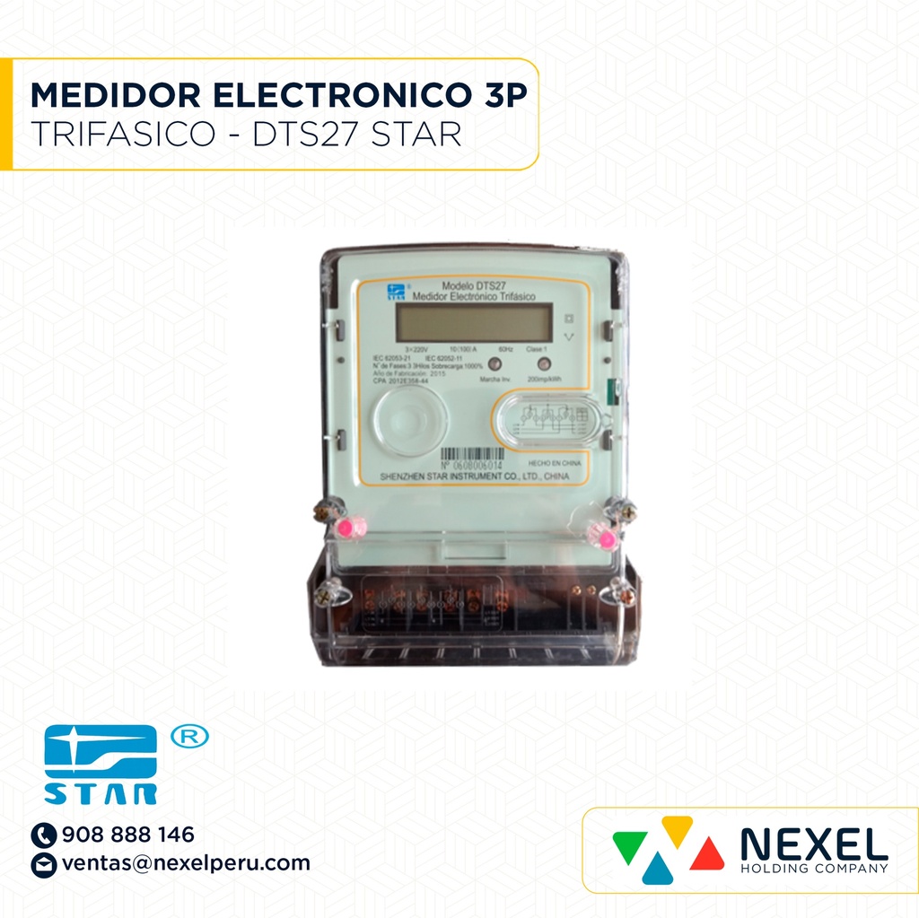 MEDIDOR ELECTRONICO TRIFASICO 3P 220/380V DTS27 STAR