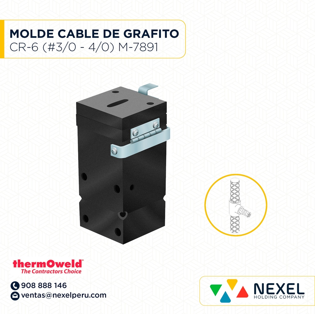 OUT- MOLDE TIPO T VARILLA CORRUGADA CABLE (CRE-6) (#3 - 4/0AWG) T/M-7891 C/RJC-512Q #150 THERMOWELD