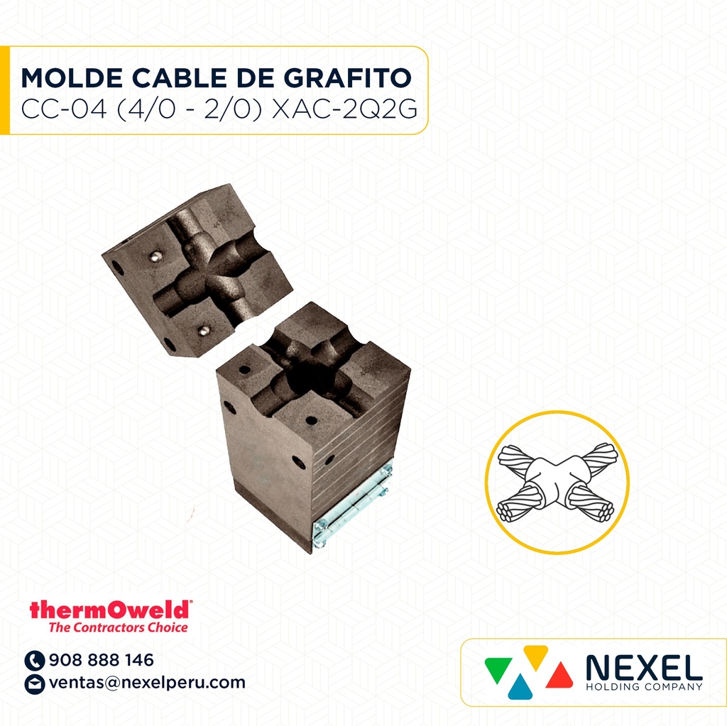 OUT- MOLDE CRUZ HORIZ. (CC-4) (4/0-2/0AWG) T/ M-445 C/ XAC-2Q2G #150 THERMOWELD - SER. ALQUILER