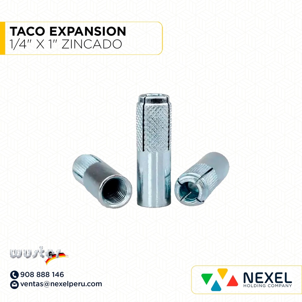 OUT-TACO EXPANSION 1/4" X 1" ZINCADO WUSTER