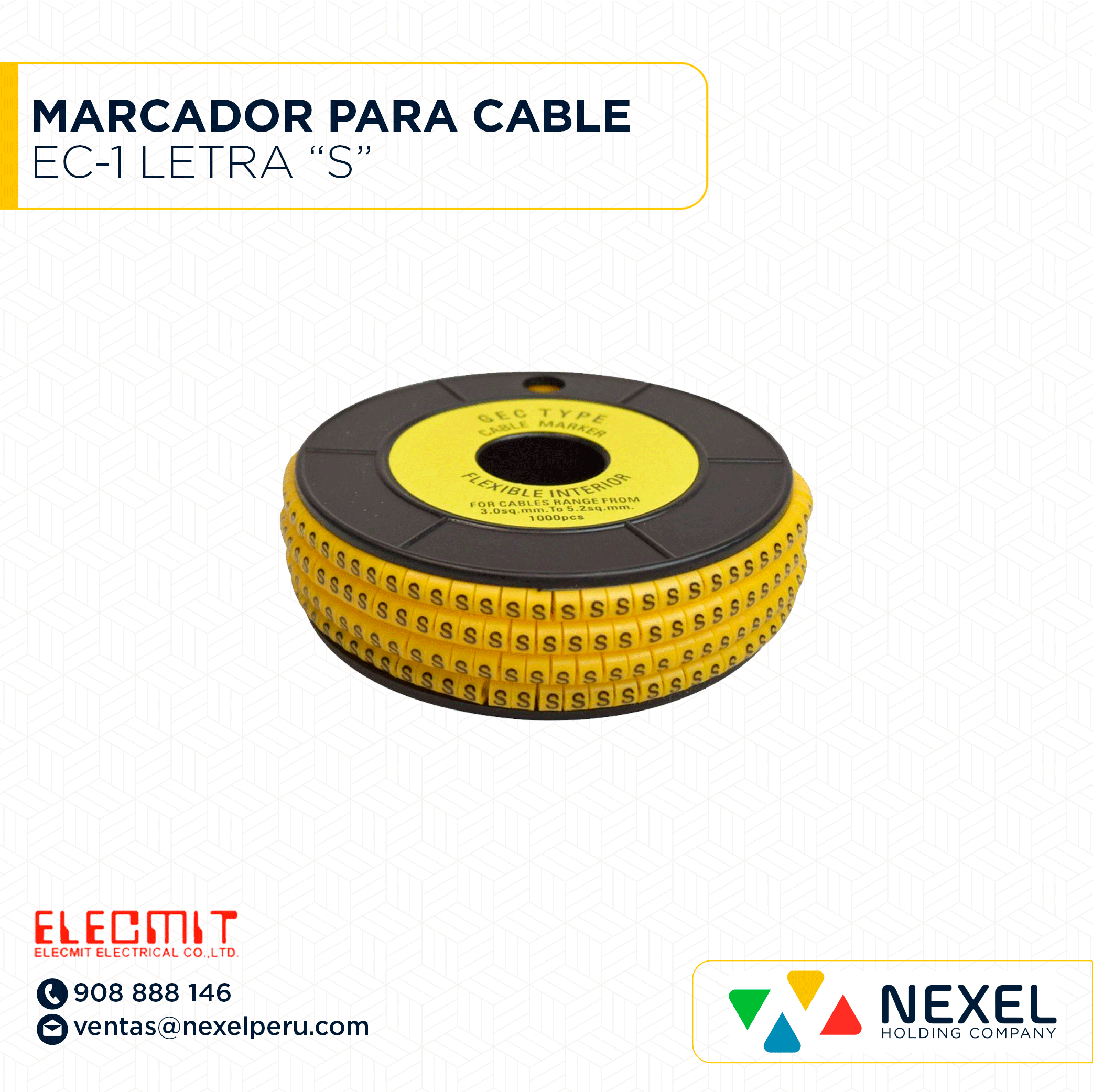MARCADOR PARA CABLE EC-1 LETRA S ELECMIT