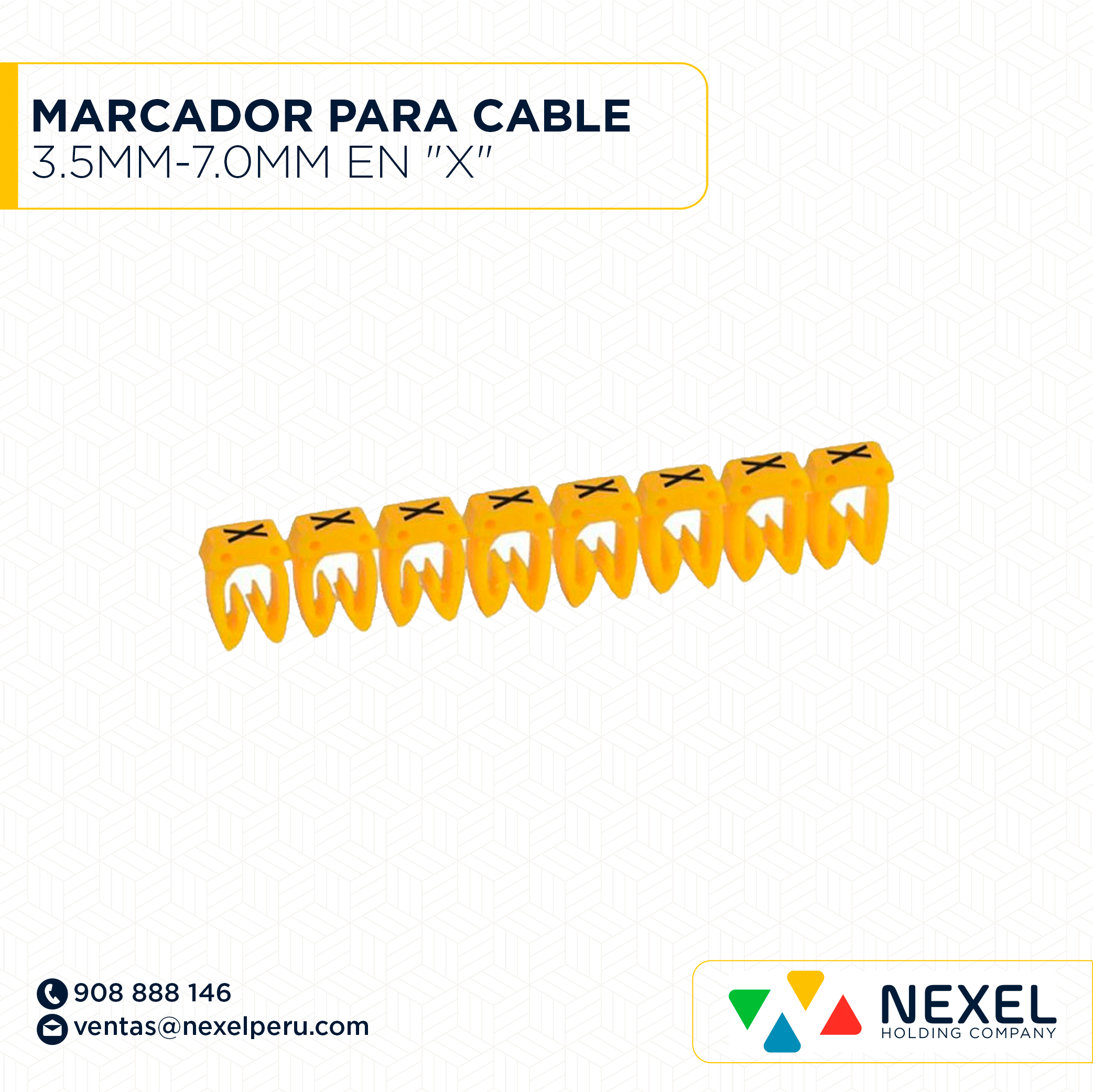 MARCADOR PARA CABLE 3.5MM-7.0MM EN "X" FLAT CABLE MARKER TMG