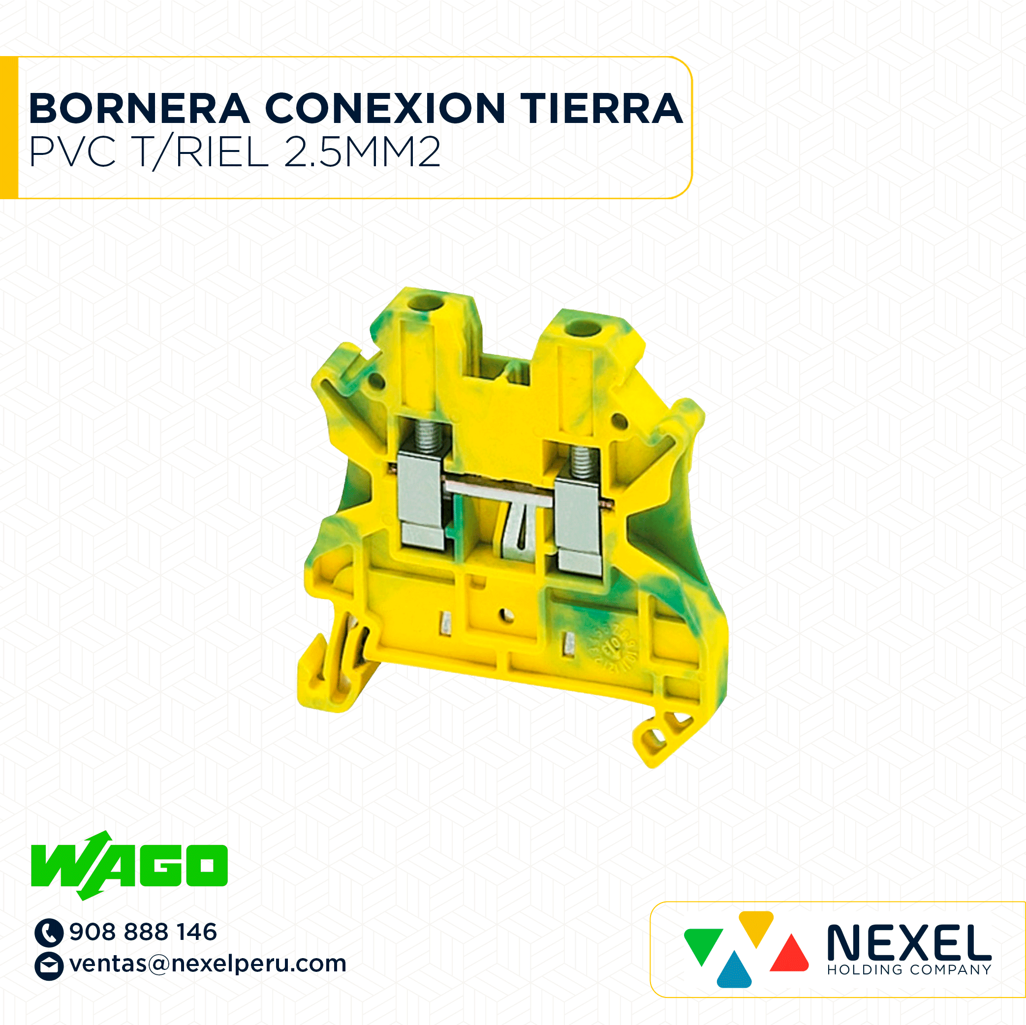BORNERA DE CONEXION A TIERRA PVC T/RIEL 2.5MM2 WAGO