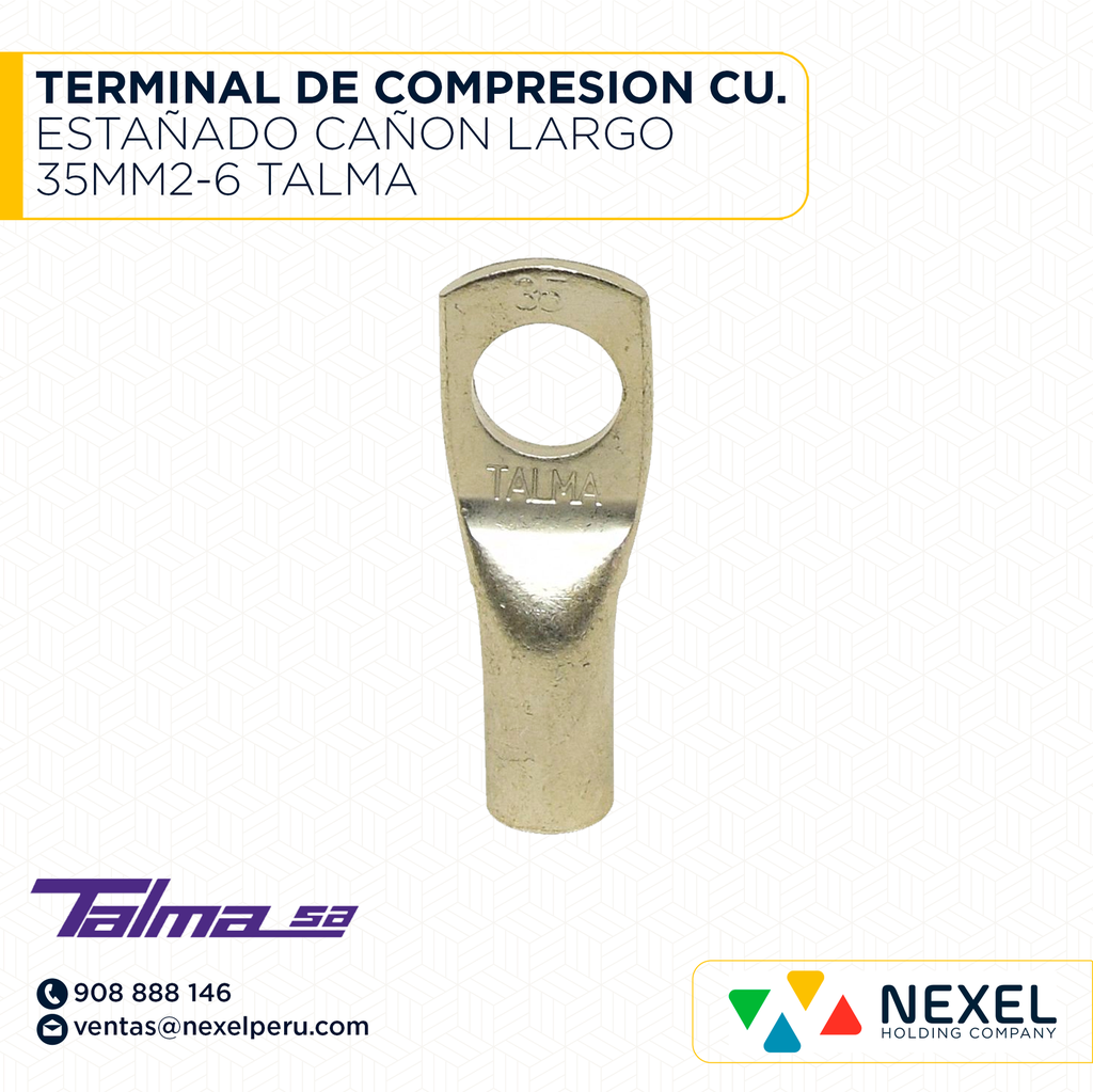 TERMINAL DE COMPRESION CU. ESTAÑADO CAÑON LARGO 35MM2-6 TALMA